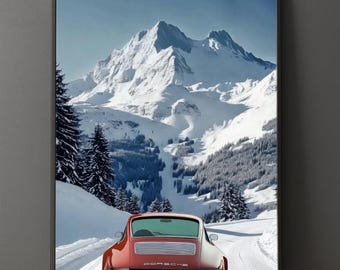 Porsche 911 Poster, Classic Car Illustration, Minimalist Wall Art (Digital Download)