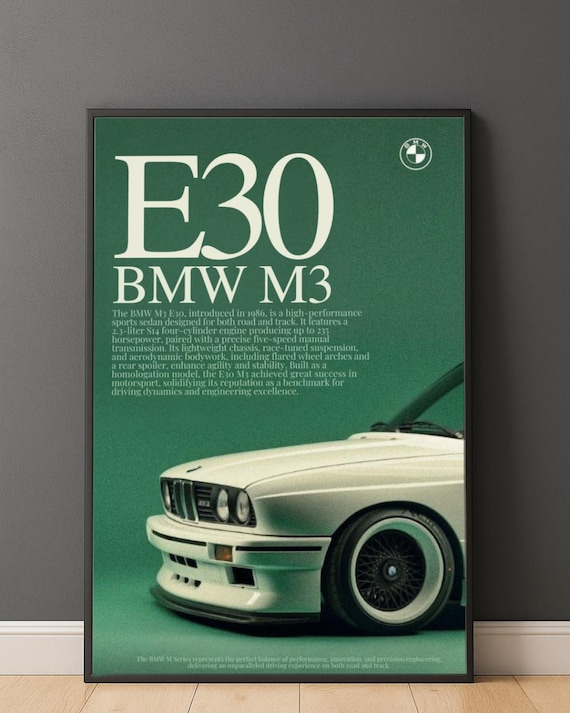 BMW E30 M3 Poster | Vintage Motorsport Wall Art (PDF Digital