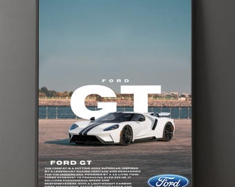 Ford GT Supercar Poster | Minimalist Automotive Art (PDF)
