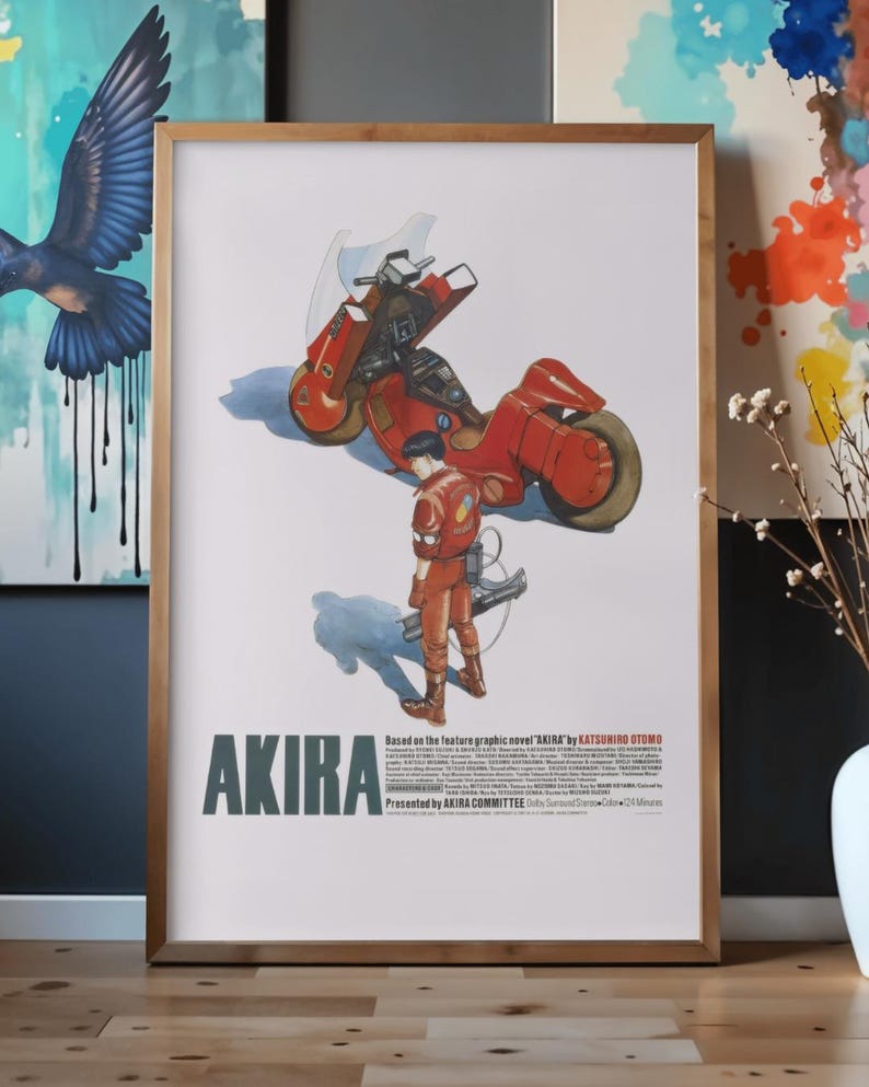 Akira Anime Poster, Japanese Cyberpunk Wall Art, Motorcycle ...