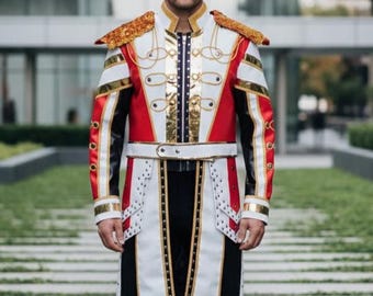 Parade Inspired Military Coat for Kids, Adults, and Men: Faux Leather Costume Trench