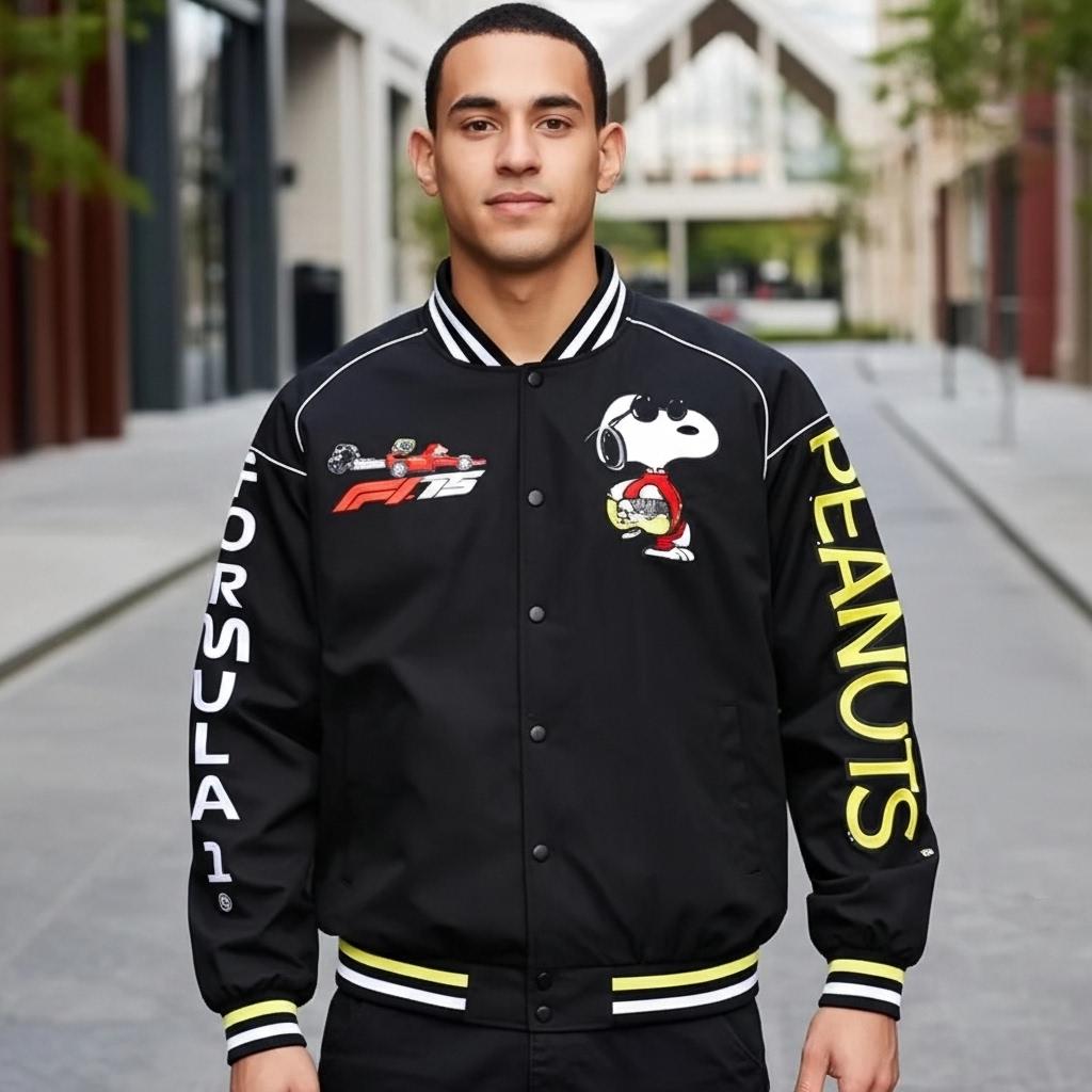 Handmade F1 X Peanuts Snoopy Racing Jacket: Pit Crew Cotton Unisex
