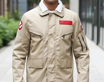 Men’s Brown Cotton Workwear Jacket with Shearling Collar | Vintage Utility Winter Coat | Handmade Outerwear