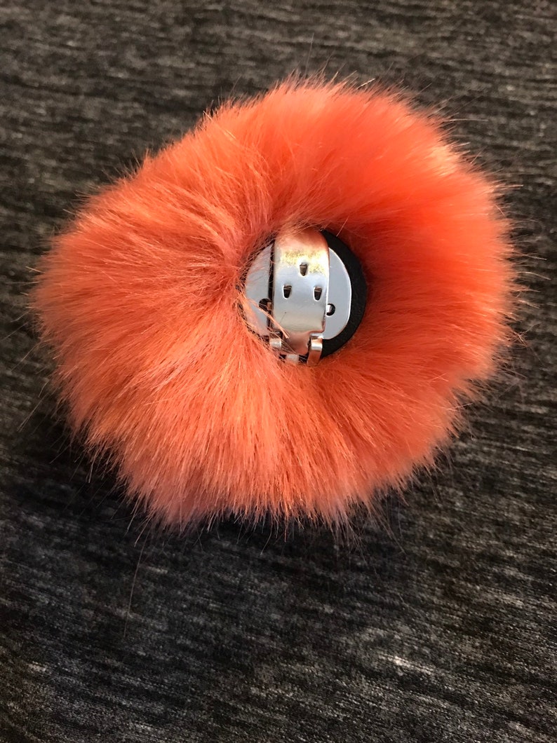 burnt orange 3 inch Faux fur pom pom with clips