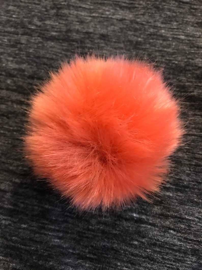 burnt orange 3 inch Faux fur pom pom with clips