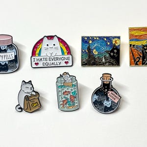Cute Adorable Cat Trendy Enamel Pins Fun Cat memes Cat moms Cat lovers Decorate Bags/Jackets/Room Lapel Badge Animal Accessories Brooch