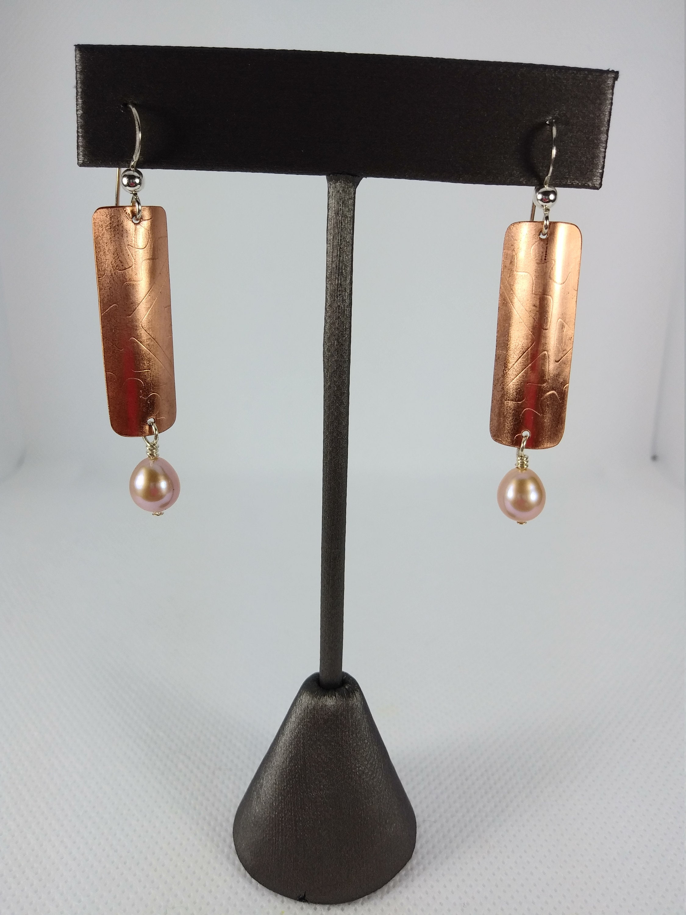 Copper Earrings Elegant Mauve