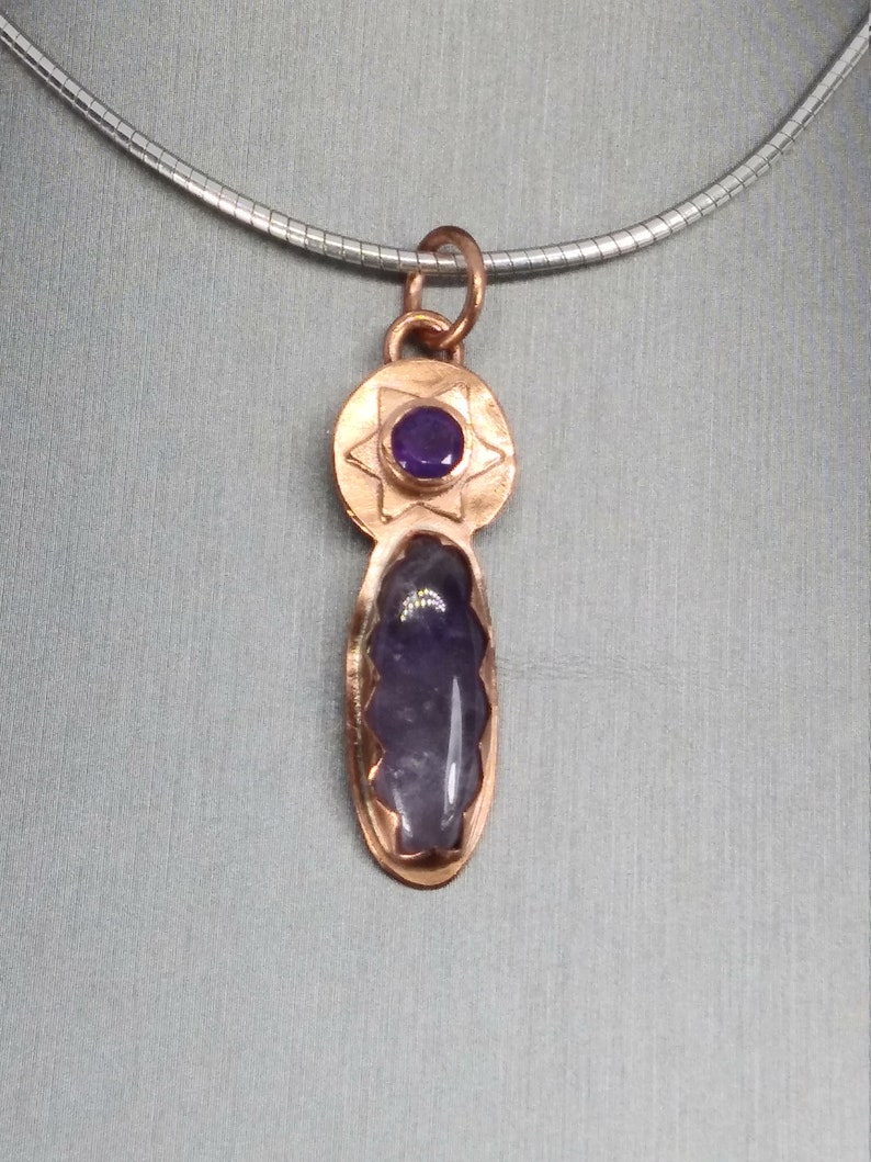 Copper Pendant Amethyst Star