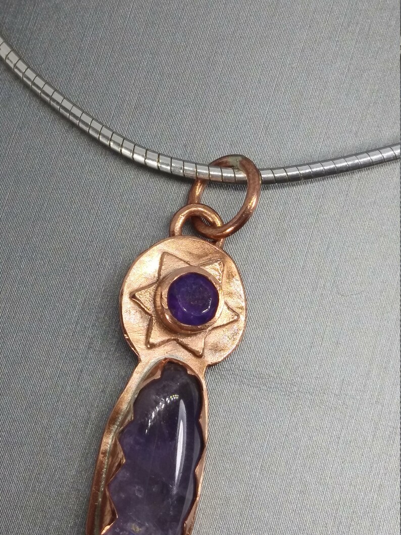 Copper Pendant Amethyst Star