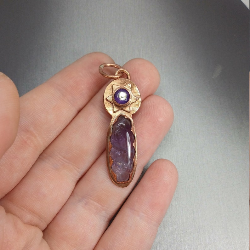 Copper Pendant Amethyst Star