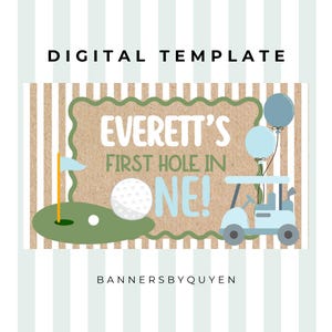 Modèle de bannière d'anniversaire de golf modifiable | Décoration de fête First Hole in One (téléchargement numérique)