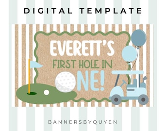 Editable Golf Birthday Banner Template | First Hole in One Party Decor (Digital Download)