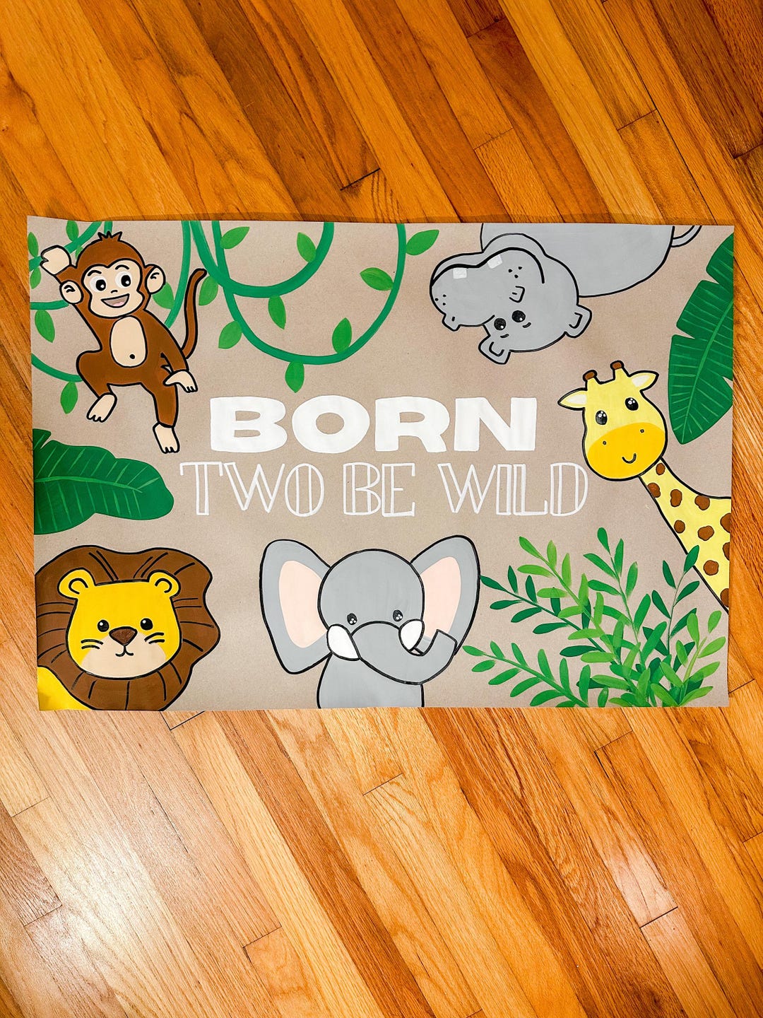 Pre-made: Hand-painted 'born Two Be Wild' Mini Banner - Birthday Photo ...