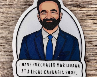"Mamdani ""Ich habe Marihuana gekauft"" Holographischer Aufkleber."