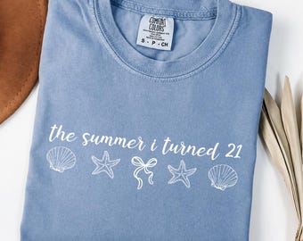 Comfort Colors® Custom The Summer I Turned 21st Birthday Shirt, 21st Birthday Shirt, 21st Birthday Gifts for Her, Beach Birthday Shirt