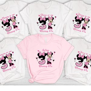 Disney Birthday Girl Shirts, Custom 3rd Birthday Age Family Shirts, Matching Minnie shirt, Family Minnie birthday Tee, Girl birthday shirt