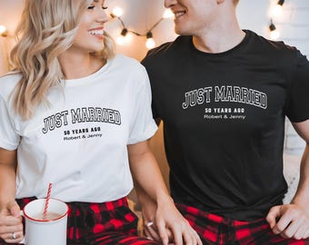 Just Married 50 Years Ago T-Shirt, 50th Wedding Anniversary Matching Shirts, 50th Anniversary Gift, Married For 50 Years Shirt