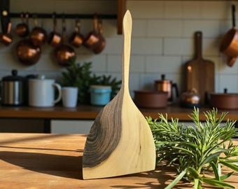 Handmade Walnut Spatula: Rustic Wooden Kitchen Utensil