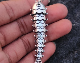 Sterling Silver Fish Pendant, 925 Silver Fish Charm, Handmade Nautical Jewelry, Ocean Animal Necklace, Marine Life Pendant, Boho Gift