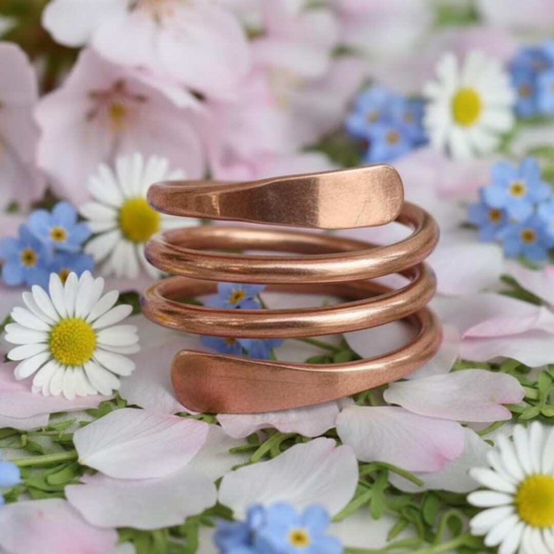 Hand Hammered Copper Wrap Ring, Adjustable Spiral Design - Etsy