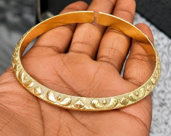 Brass Cuff Bracelet, Engraved Bangle, Handmade Boho Bracelet, Wide Statement Jewelry, Unisex Gift