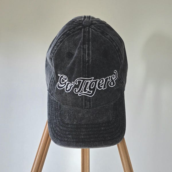 Gorra de sarga de algodón con bordado efecto vintage "Go Tigers" / Gorra estilo "Dad Hat" / Gorra para el día del partido