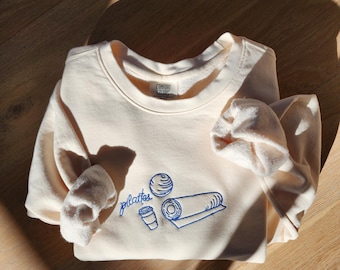 Embroidered PiLATTEs Lightweight Sweatshirt | Pilates Princess | Cafe Latte | Coffee and Pilates | Pilattes