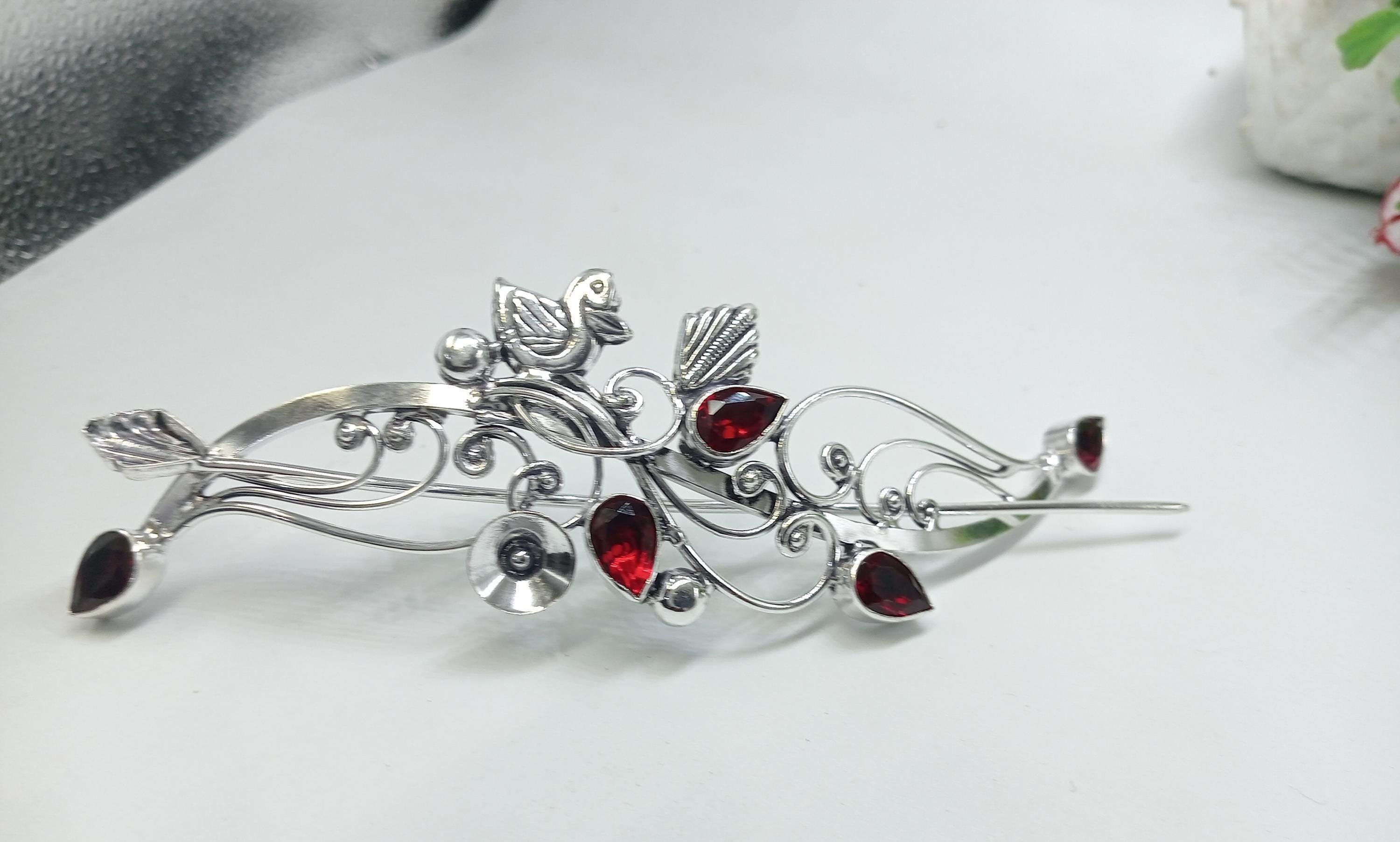 silver plated Garnet Hair pin gemstone jewellery handmade jewellery marriage anniversary everyday using