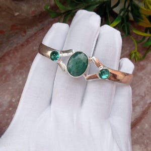 Bracciali rigidi in argento placcato con rubini e topazi, realizzati a mano, gioielli con pietre preziose intagliate