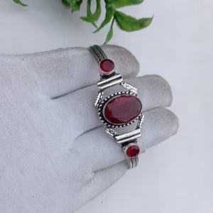 silver plated , handmade, Ruby zoisite &Ganet style, stone gemstone Jewellery  bangles the cuff bangles  beautiful jewellery handmade