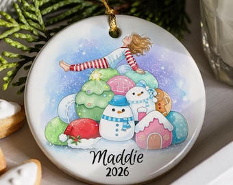 Personalized Watercolor Squishy Pillow Ornament • Custom Name, Year