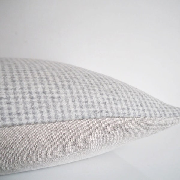 Throw pillow: houndstooth pillow in gray and cream, luxury Italian wool, modern home decor