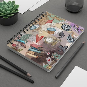 Whimsical Spiral Bound Journal | Alice in Wonderland Inspired | Creative Writing, Sketching, Travel Diary, Gift
