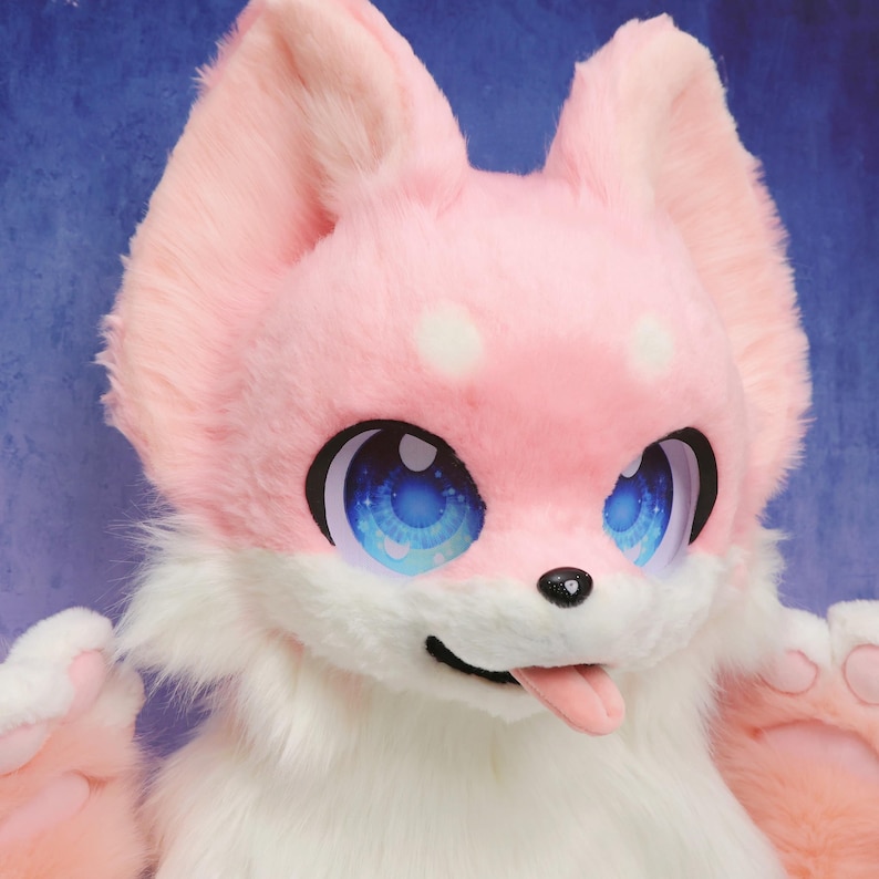 Pink Husky Fursuit Head Paws Handmade Anime Style Furry Helmet Magnetic ...