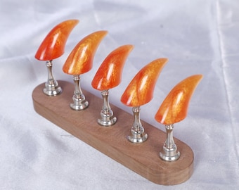 Furry Resin Claws Golden Red Gradient Glitter Acrylic Beast Talons Set Handmade Parts Fursuit Paw Gloves Cosplay Costume DIY Prop Accessory