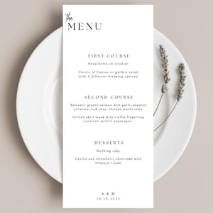 Minimalist Wedding Menu | Editable Menu | Canva Template | Digital Download | Modern Wedding Decor