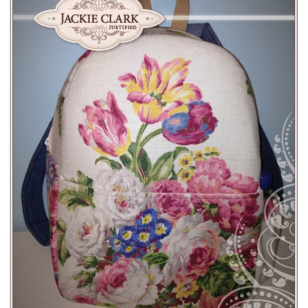 Backpack Sewing Pattern by Jackie Clark, 11" wide 15" tall 5" deep