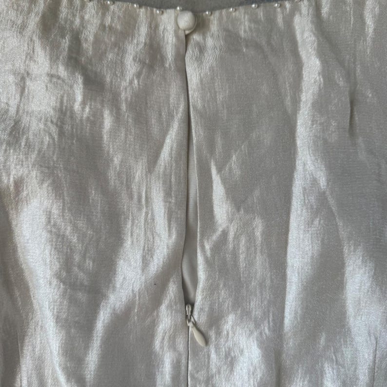 Adrianna Papell Ivory Tiered Pearl Beaded Dress Sz 14 Romantic Formal Sleeveless image 7