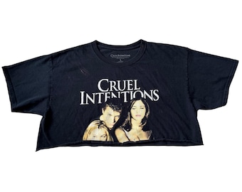 Y2K Cruel Intentions Crop Top L 90s Thrashed Cut Tee Baby Fit Goth Grunge Emo