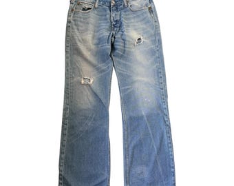 Vintage Y2K Hollister Herrjeans med låg midja, W35 L33, sliten denim