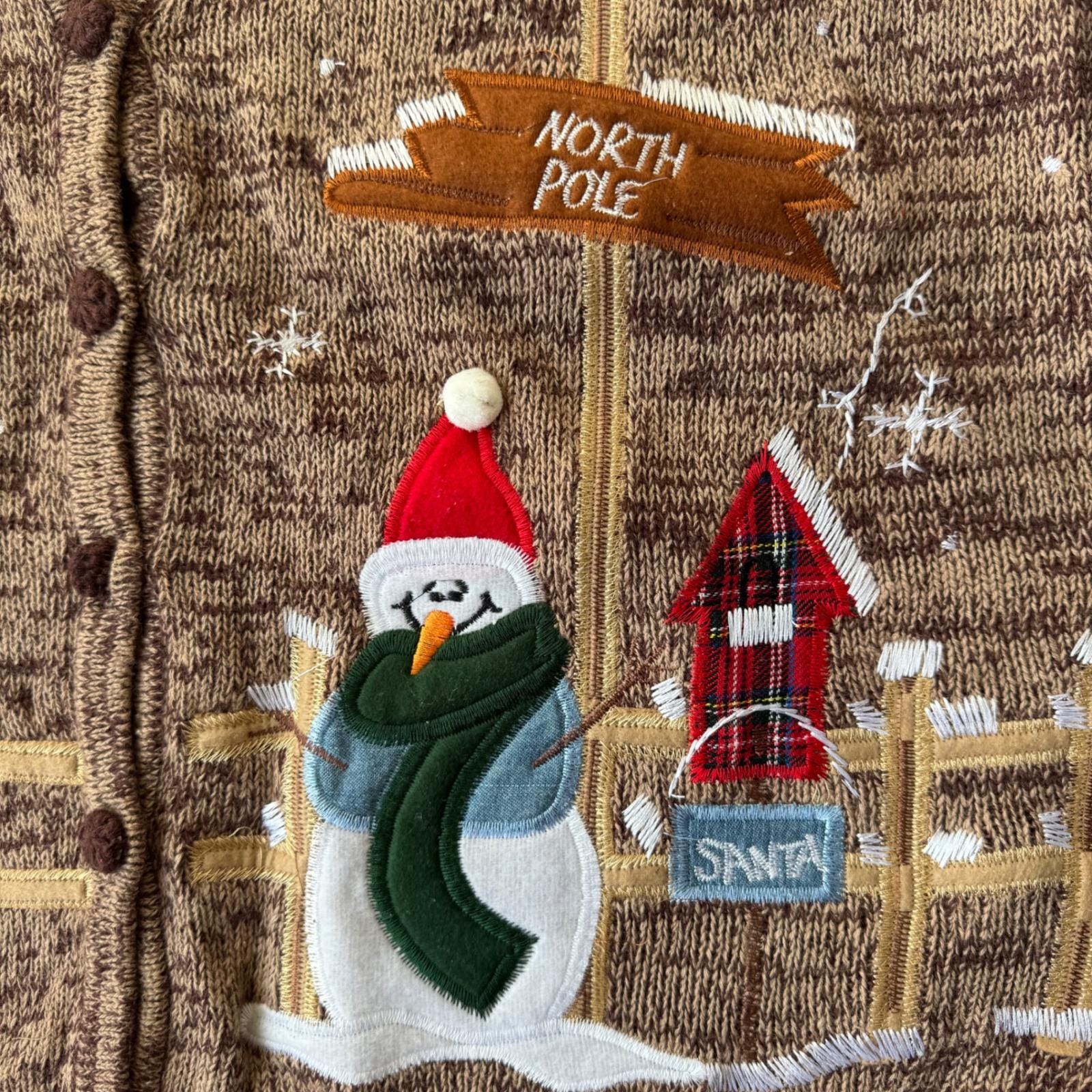 Vintage CJ Banks NWT Brown Christmas Sweater Vest Snowman Cottage