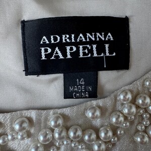 Adrianna Papell Ivory Tiered Pearl Beaded Dress Sz 14 Romantic Formal Sleeveless image 5