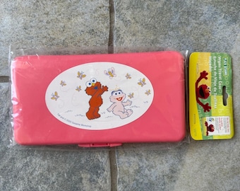 Vintage 2005 Elmo & Abby Sesame Street Empty Travel Wipe Cases NIP S9715 RARE