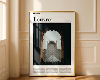 Paris Poster, Louvre Print, Paris France, Architecture poster, Urban Wall Art, Paris Travel Print for Home Decor, Gift for her