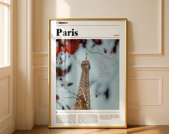 Paris Eiffel Tower Poster, Paris France Print, Urban Wall Art, Travel Print for Home Decor, Eiffel Tower Photography, Gift for Travel Lovers