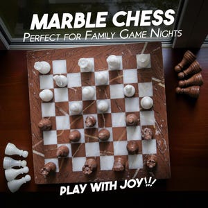 Luxury Chess Set | Handcrafted Marble Chess Set | Chessboard Set with Chess Pieces | Unique Board Game Chess | Christmas Gifts for Him & Her
