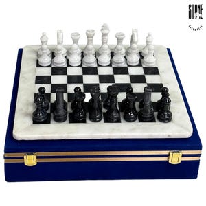 Marble Chess Board Set | Marble Chess Set | Handmade Board Game Chess | White & Black Stone Chess Pieces | Home Decor | Christmas Gifts