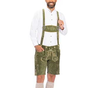 Men&#39;s Green Suede Lederhosen: Authentic Bavarian Oktoberfest Costume