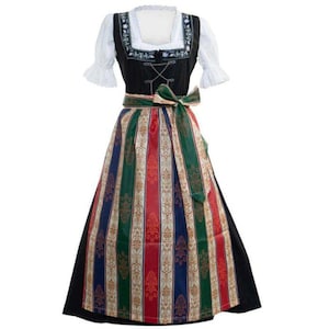 Bavarian Dirndl Maxi Dress | Oktoberfest Women’s Traditional German Costume | Vintage Alpine Dress with Apron | Trachten Outfit