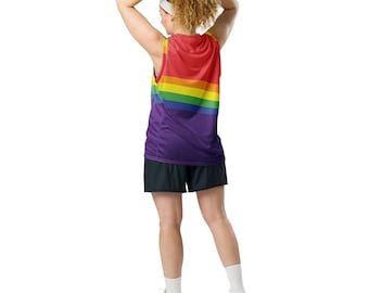 PRIDE Rainbow Recycled unisex basketball jersey